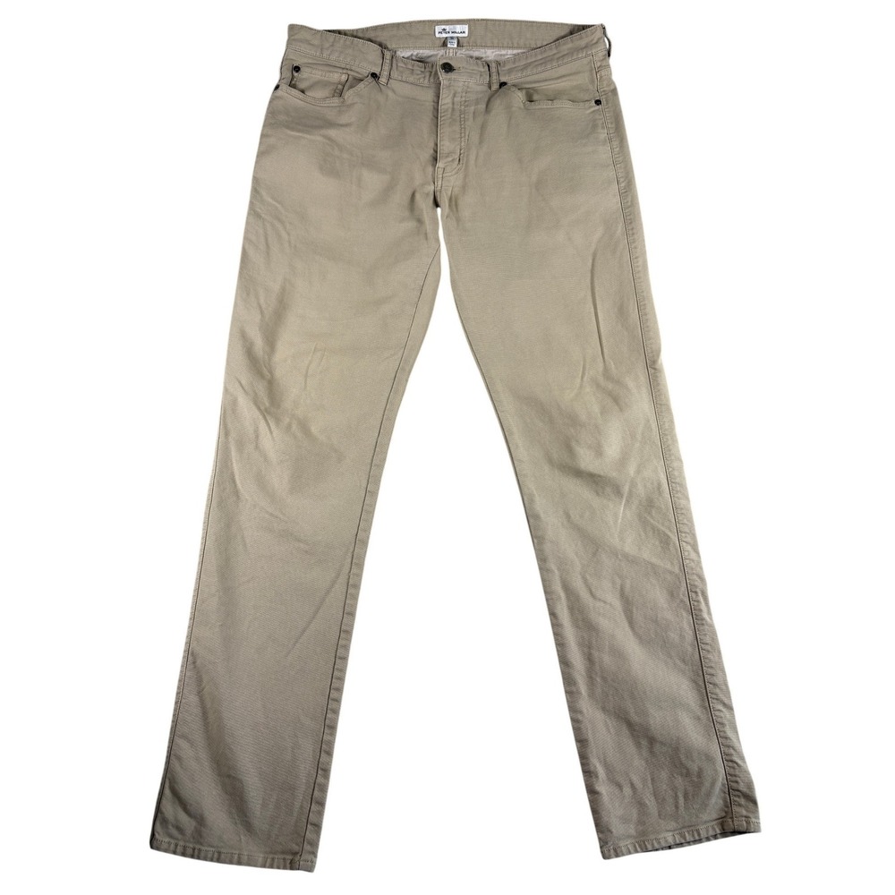 Peter Millar Workwear Pants Men 36 Khaki Tan Canvas Premium Durable Straight Leg